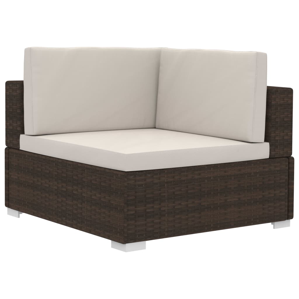 Poltrone Modulari Ad Angolo Con Cuscini 2 Pz Polyrattan Marrone