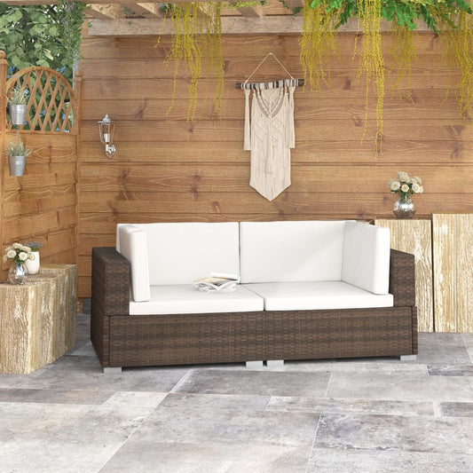 Poltrone Modulari Ad Angolo Con Cuscini 2 Pz Polyrattan Marrone