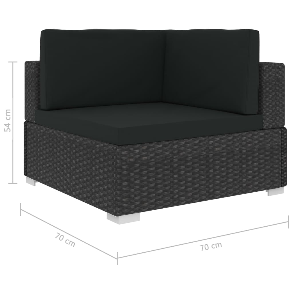 Poltrone Modulari Ad Angolo Con Cuscini 2 Pz Polyrattan Nero