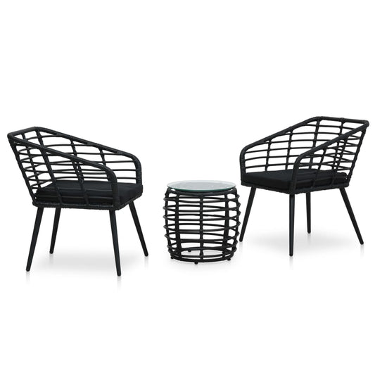 Set Da Bistrot 3 Pz In Polyrattan Nero