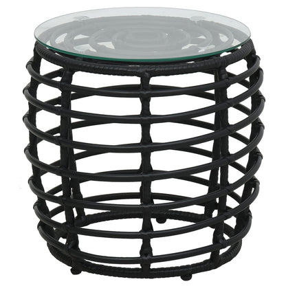 Set Da Bistrot 3 Pz In Polyrattan Nero