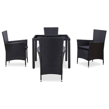 Set Da Pranzo Da Giardino 5 Pz In Polyrattan Nero