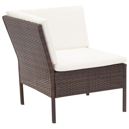 Set Divani Da Giardino 6 Pz Con Cuscini In Polyrattan Marrone