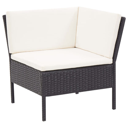 Set Divani Da Giardino 3 Pz Con Cuscini In Polyrattan Nero