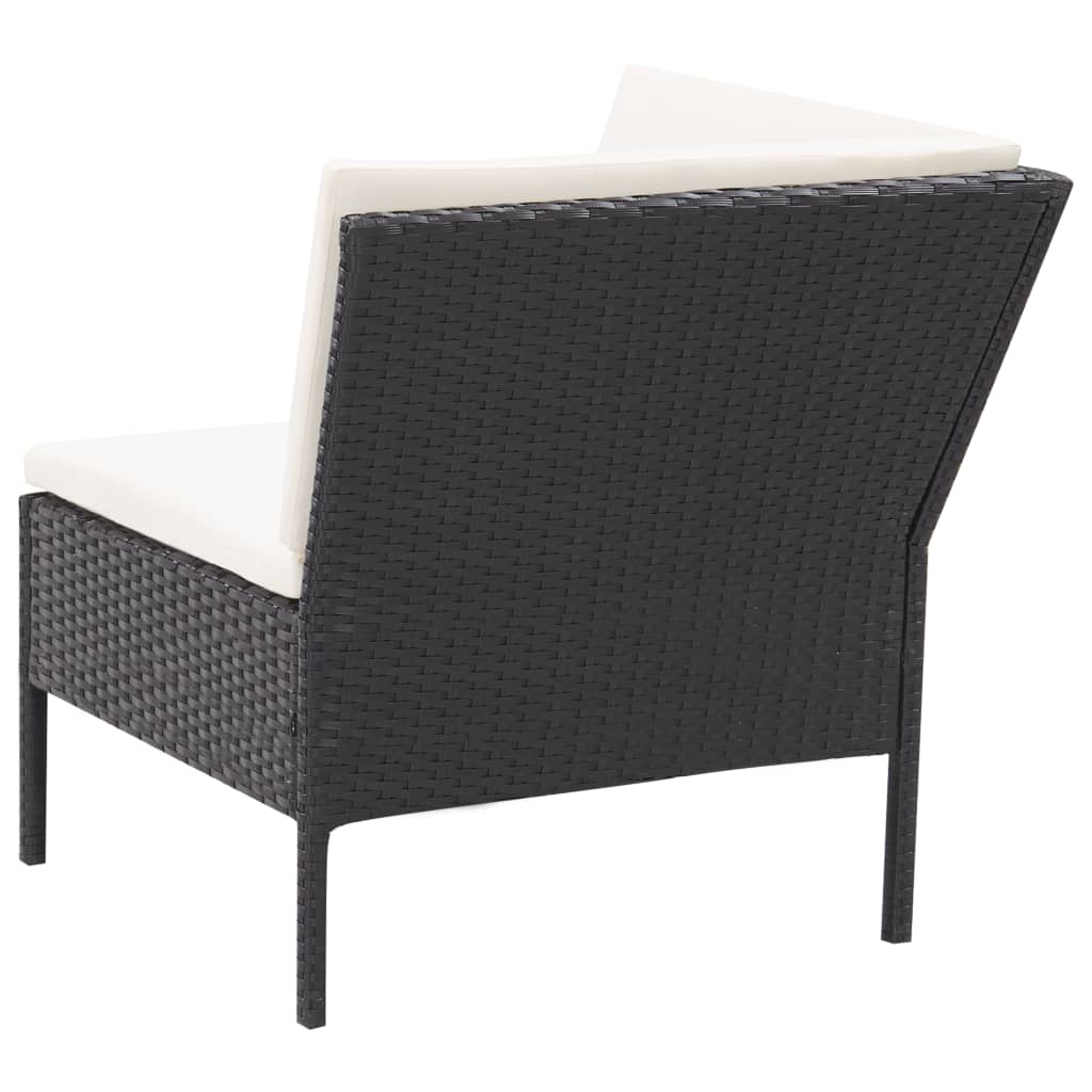 Set Divani Da Giardino 3 Pz Con Cuscini In Polyrattan Nero