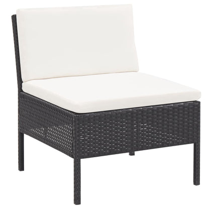 Set Divani Da Giardino 3 Pz Con Cuscini In Polyrattan Nero