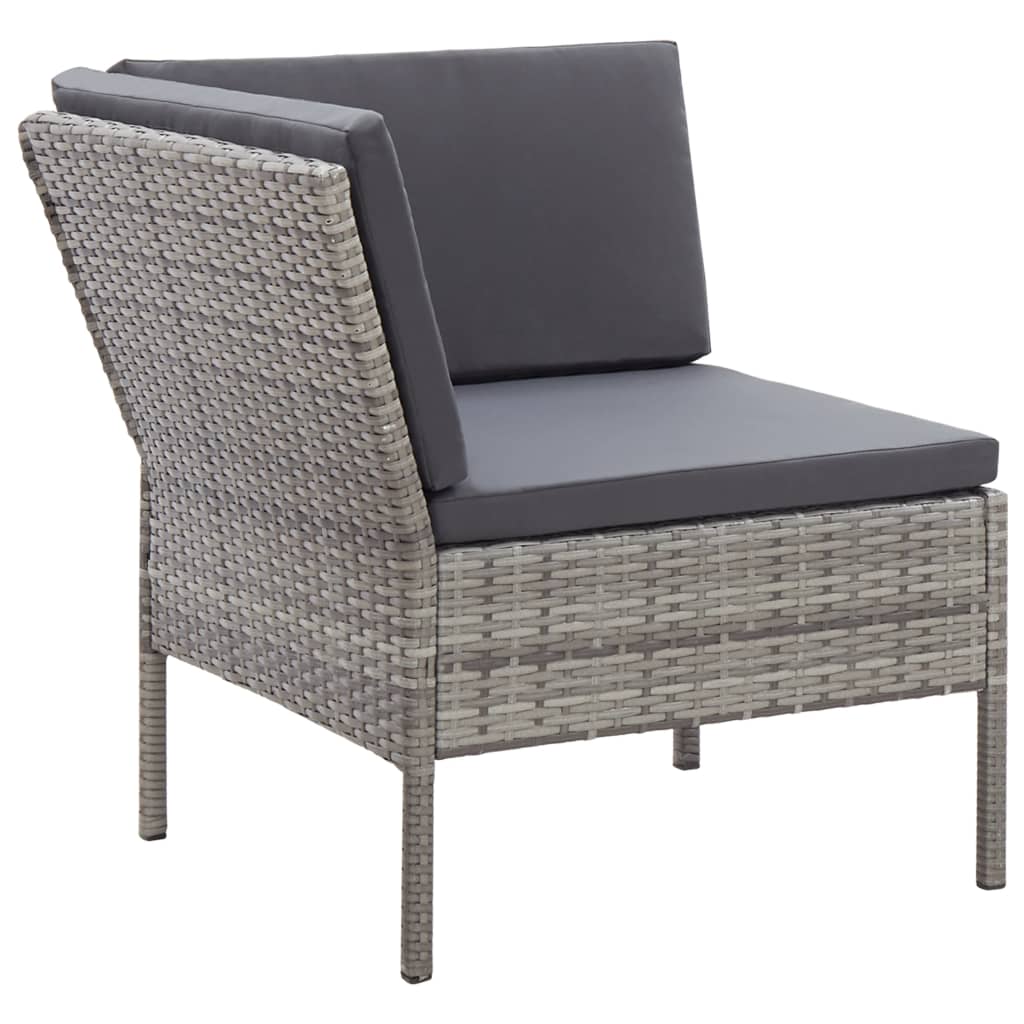 Set Divani Da Giardino 3 Pz Con Cuscini In Polyrattan Grigio