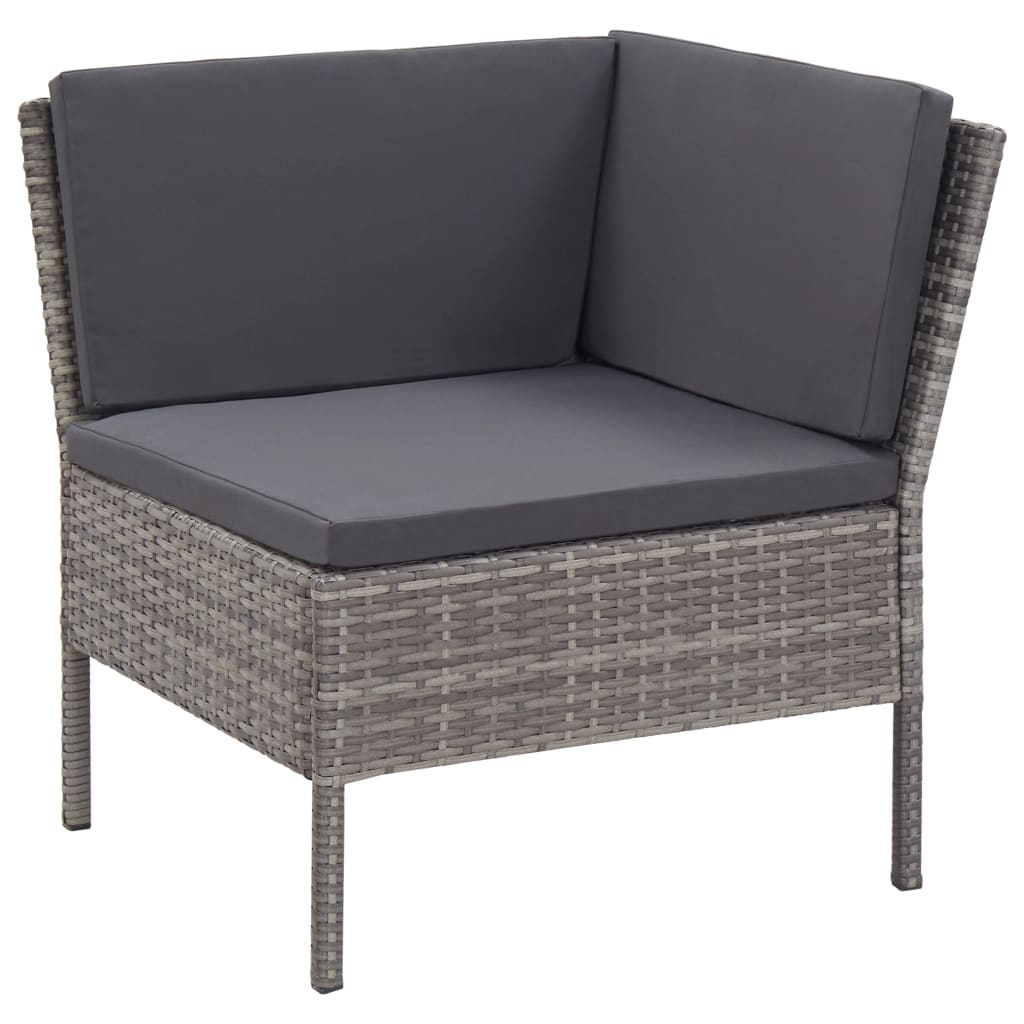 Set Divani Da Giardino 3 Pz Con Cuscini In Polyrattan Grigio