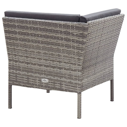 Set Divani Da Giardino 3 Pz Con Cuscini In Polyrattan Grigio