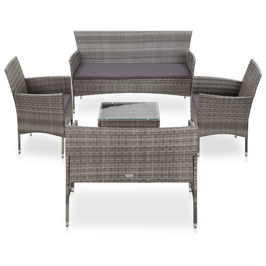 Set Divani Da Giardino 5 Pz Con Cuscini In Polyrattan Grigio