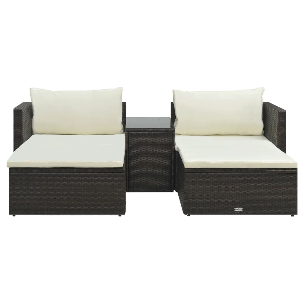 Set Divani Da Giardino 5 Pz Con Cuscini In Polyrattan Marrone