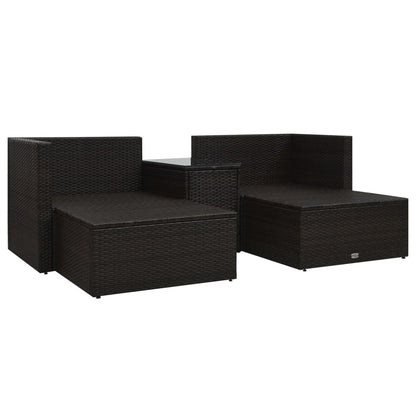 Set Divani Da Giardino 5 Pz Con Cuscini In Polyrattan Marrone