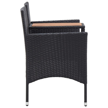 Panca Da Giardino A 2 Posti Con Tavolino 143 Cm Polyrattan Nero