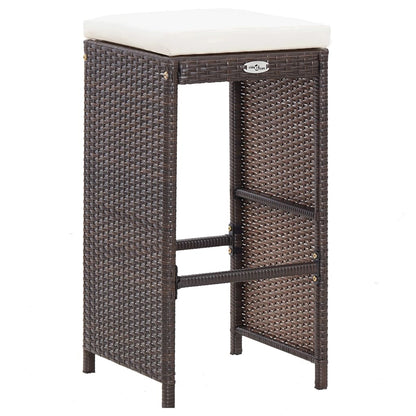 Set Da Bar Da Giardino 7 Pz Con Cuscini In Polyrattan Marrone