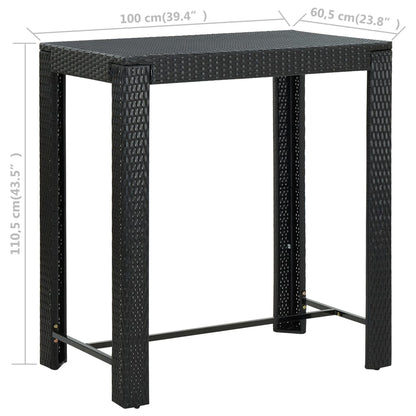 Tavolo Da Bar Da Giardino Nero 100x60,5x110,5 Cm Polyrattan