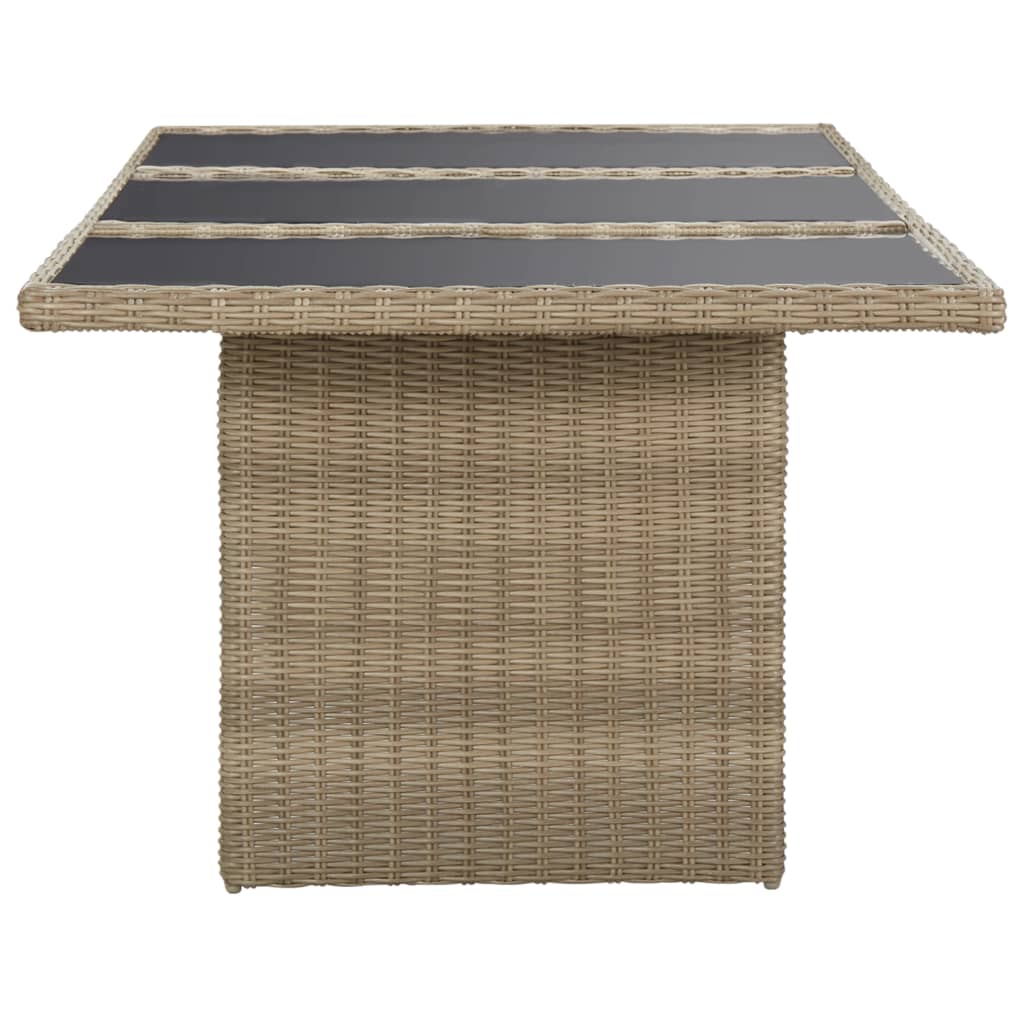 Tavolo Da Giardino Marrone 200x100x74 Cm In Vetro E Polyrattan