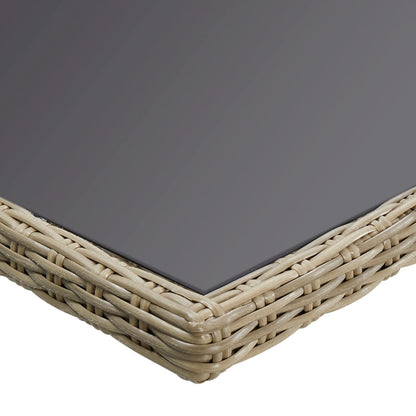 Tavolo Da Giardino Marrone 200x100x74 Cm In Vetro E Polyrattan