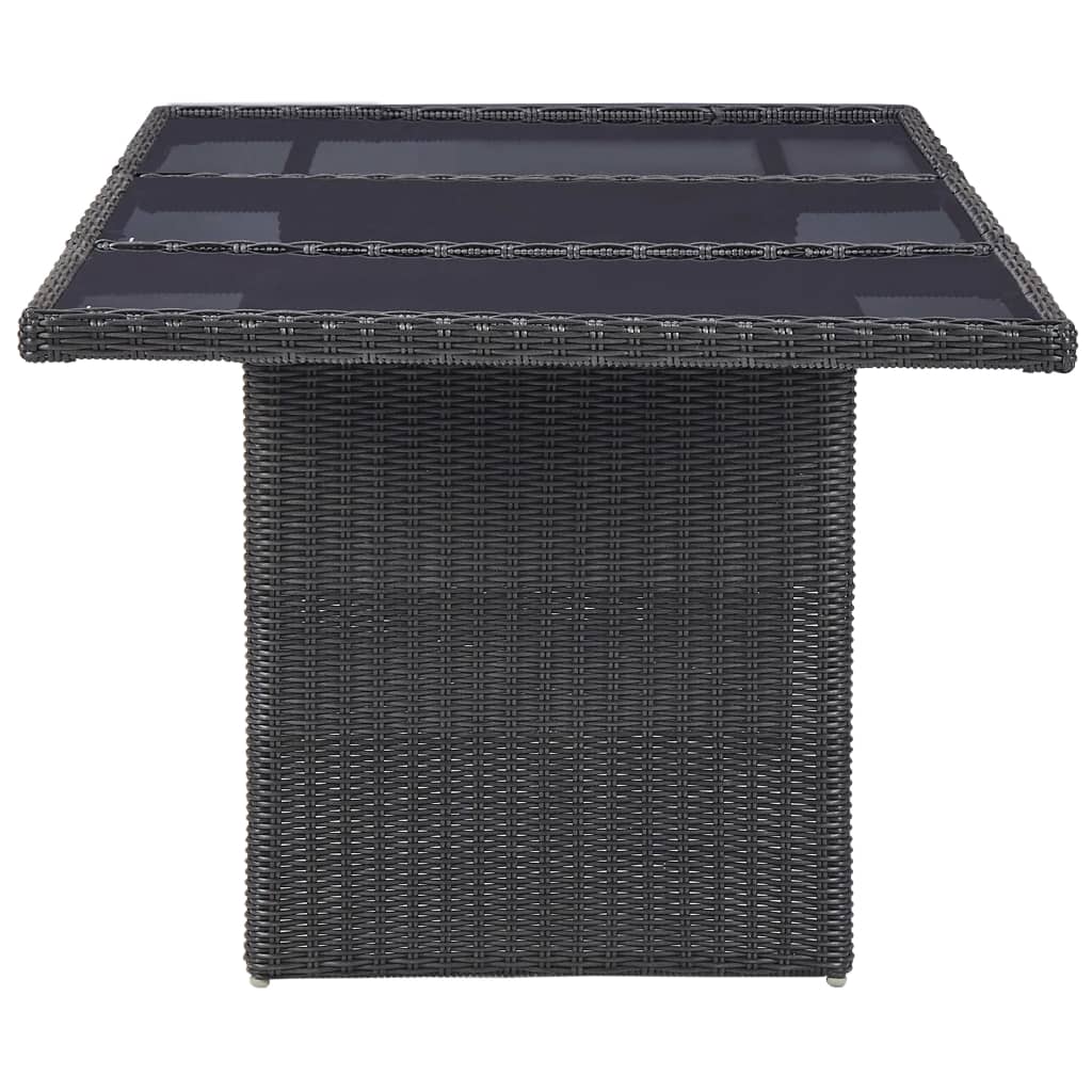 Tavolo Da Giardino Nero 200x100x74 Cm In Vetro E Polyrattan