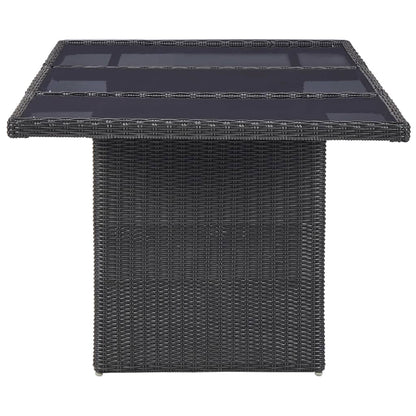 Tavolo Da Giardino Nero 200x100x74 Cm In Vetro E Polyrattan