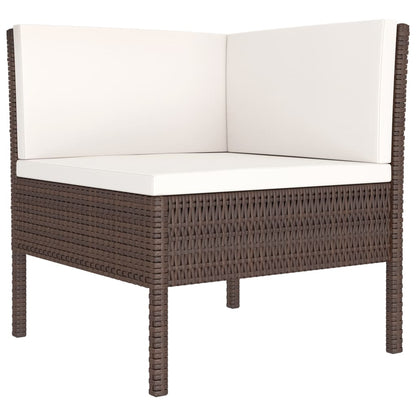 Set Divani Da Giardino 3 Pz Con Cuscini In Polyrattan Marrone