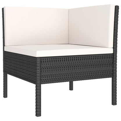 Set Divani Da Giardino 3 Pz Con Cuscini In Polyrattan Nero