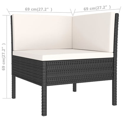 Set Divani Da Giardino 3 Pz Con Cuscini In Polyrattan Nero