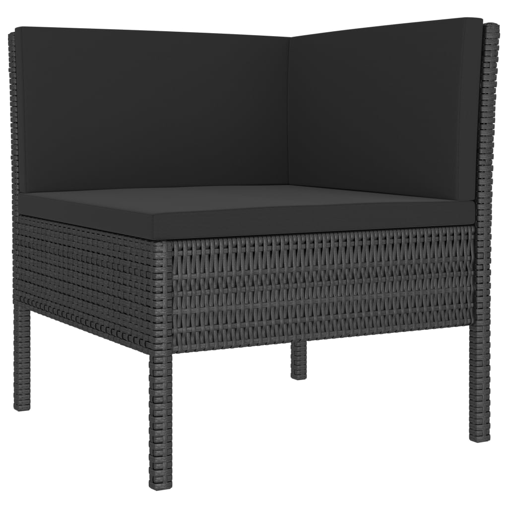 Set Divani Da Giardino 3 Pz Con Cuscini In Polyrattan Nero