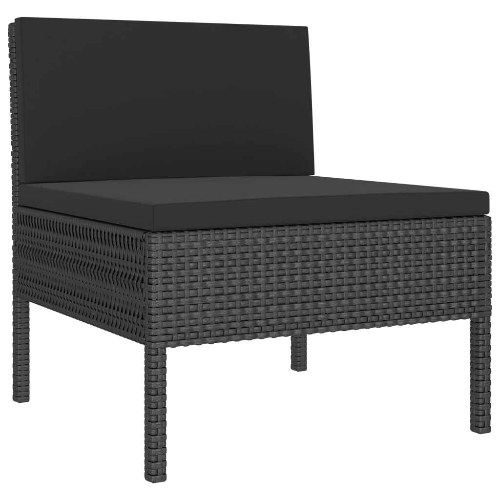 Set Divani Da Giardino 3 Pz Con Cuscini In Polyrattan Nero