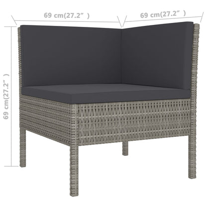 Set Divani Da Giardino 3 Pz Con Cuscini In Polyrattan Grigio