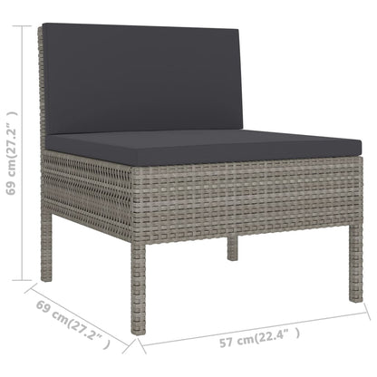 Set Divani Da Giardino 3 Pz Con Cuscini In Polyrattan Grigio