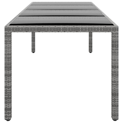 Tavolo Giardino Grigio 250x100x75cm Vetro Temperato Polyrattan