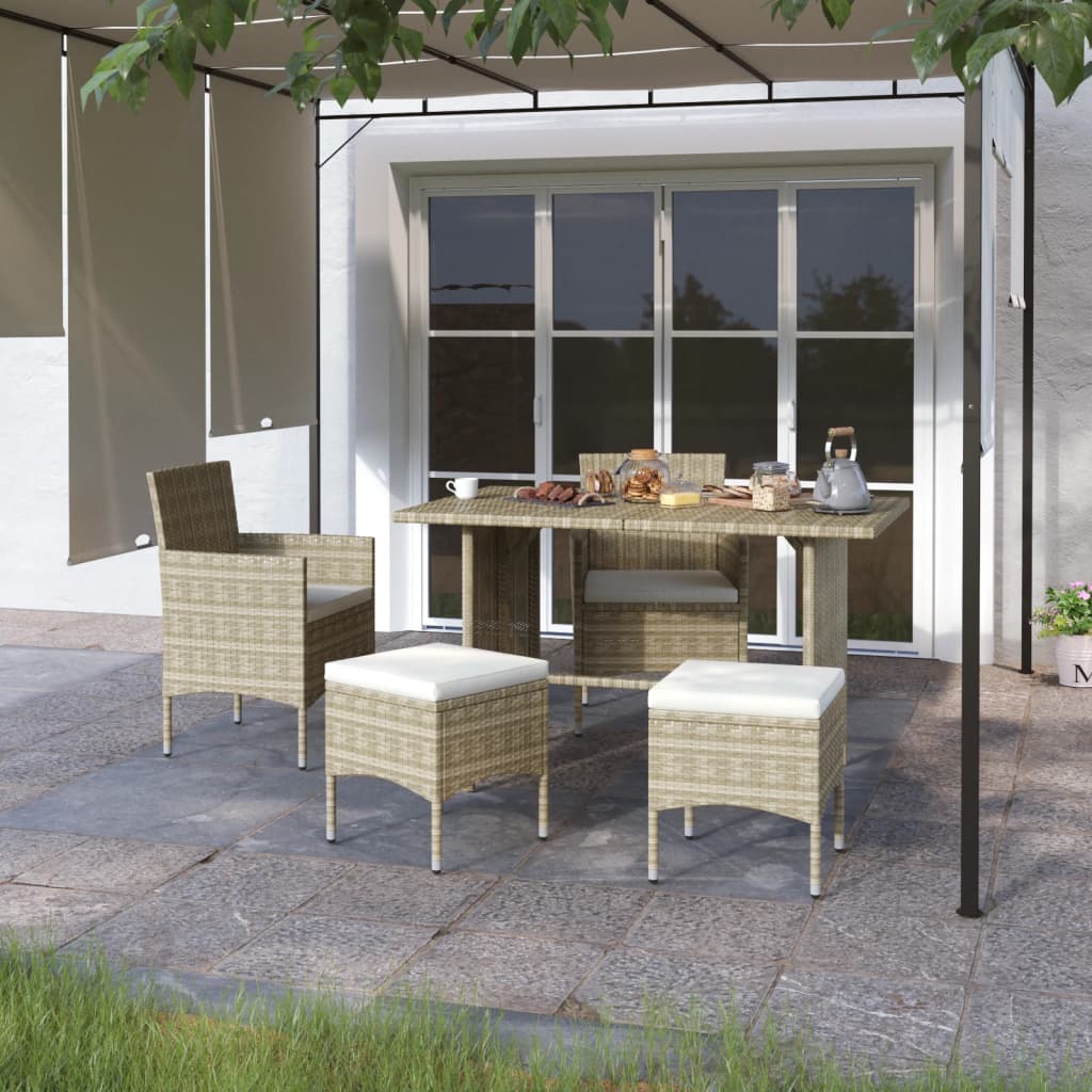 Set Sedie Da Giardino Con Poggiapiedi 4 Pz In Polyrattan Beige