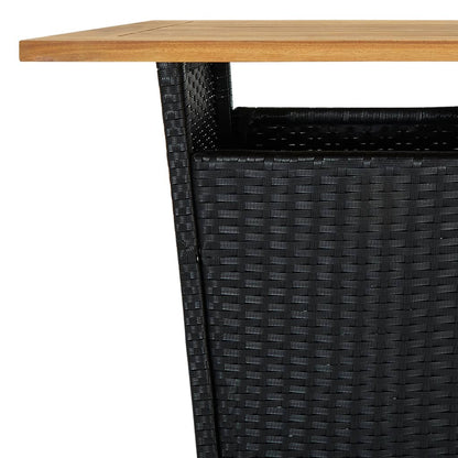 Tavolino Da Tè Nero 60x60x110 Cm Polyrattan E Massello Acacia