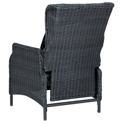 Sedia Da Giardino Reclinabile E Cuscino Polyrattan Grigio Scuro