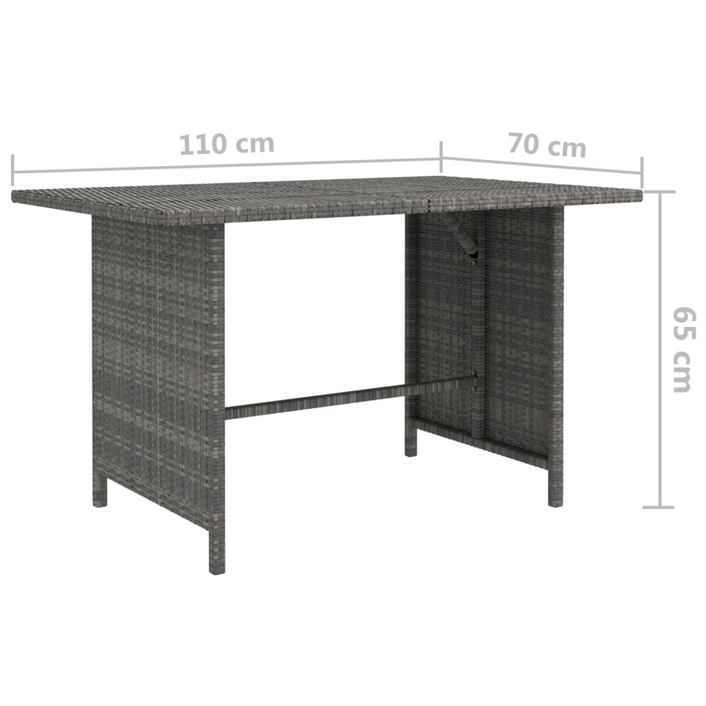 Tavolo Da Pranzo Da Giardino Grigio 110x70x65 Cm In Polyrattan