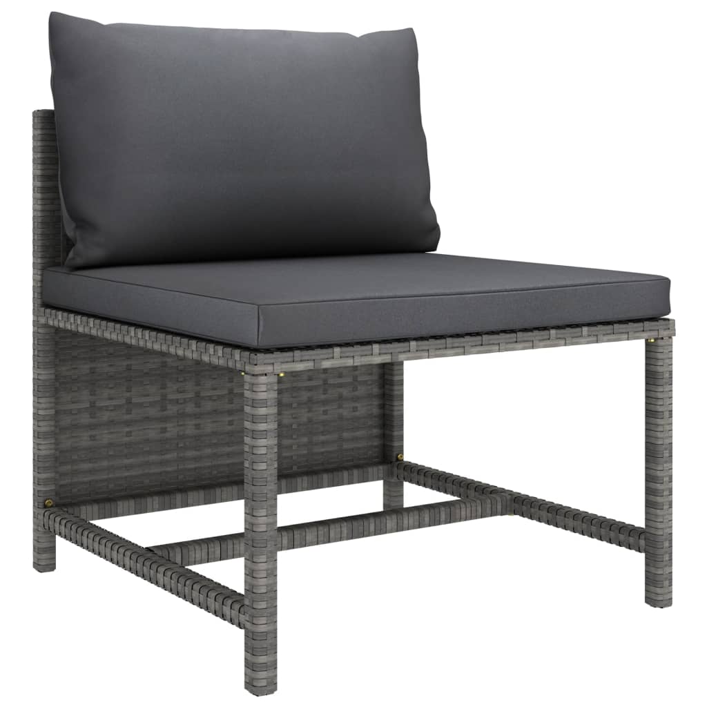 Set Divani Da Giardino 3 Pz Con Cuscini In Polyrattan Grigio