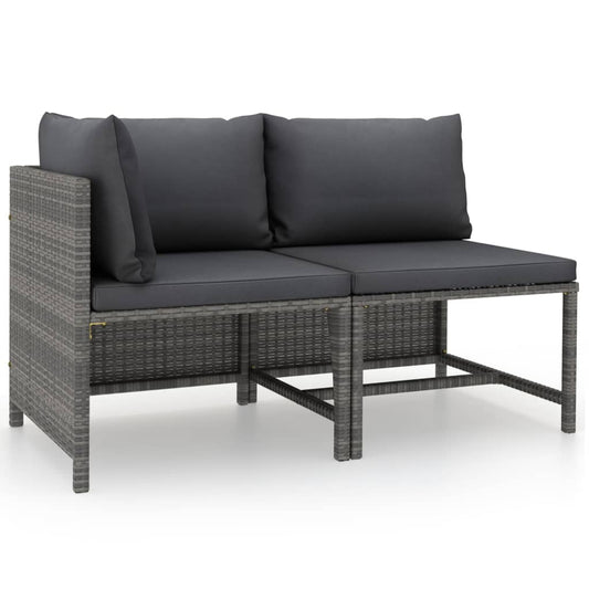 Set Divani Da Giardino 2 Pz Con Cuscini In Polyrattan Grigio