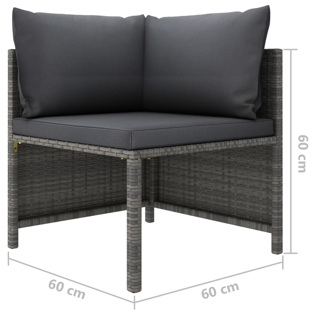 Set Divani Da Giardino 2 Pz Con Cuscini In Polyrattan Grigio