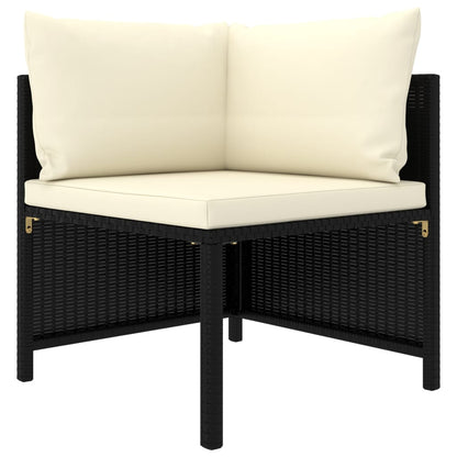 Set Divani Da Giardino 4 Pz Con Cuscini In Polyrattan Nero