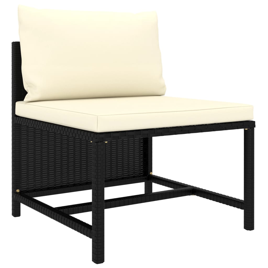 Set Divani Da Giardino 4 Pz Con Cuscini In Polyrattan Nero