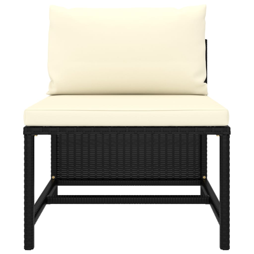 Set Divani Da Giardino 4 Pz Con Cuscini In Polyrattan Nero