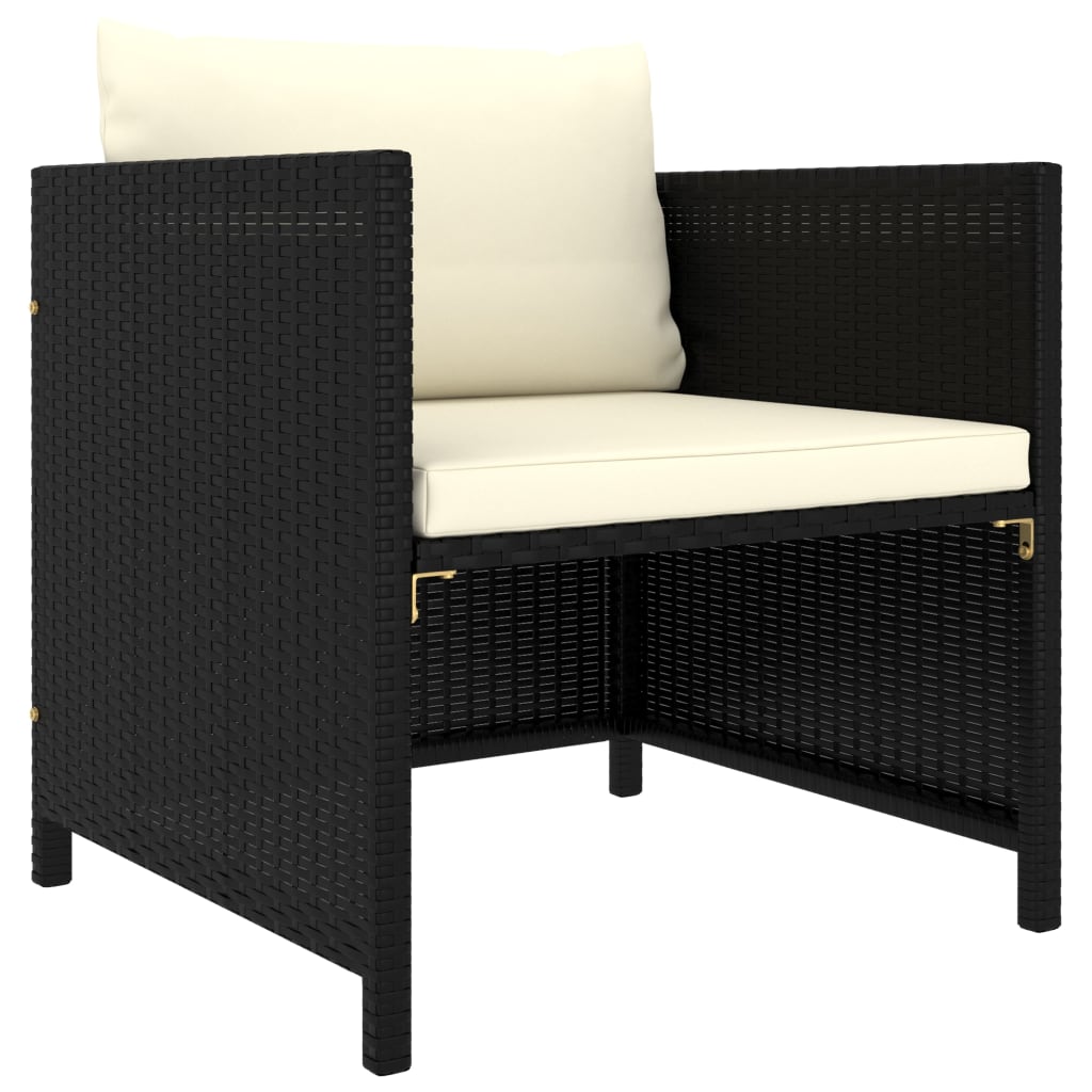 Set Divani Da Giardino 4 Pz Con Cuscini In Polyrattan Nero