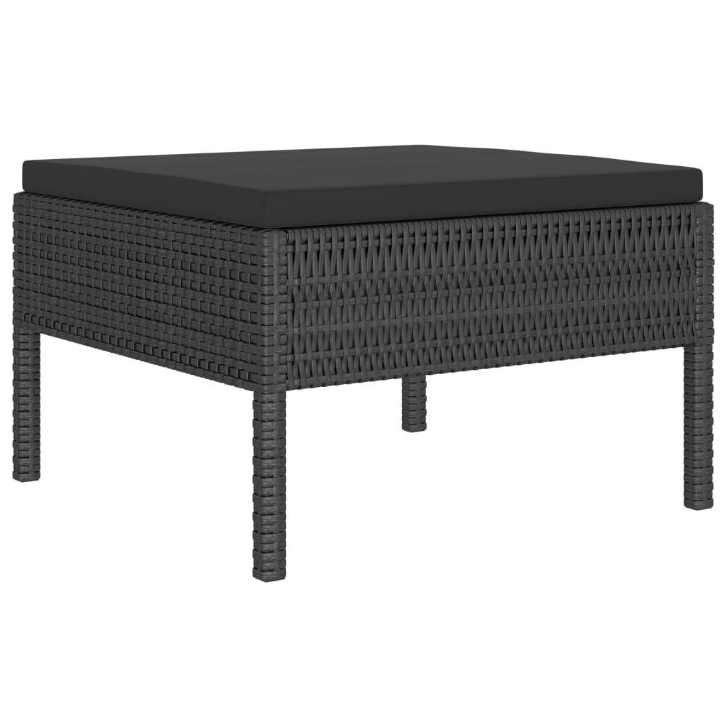 Set Divani Da Giardino 4 Pz Con Cuscini In Polyrattan Nero