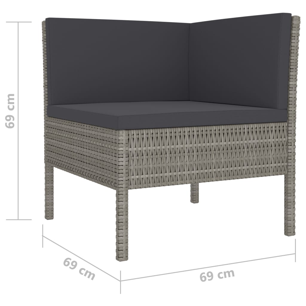 Set Divani Da Giardino 4 Pz Con Cuscini In Polyrattan Grigio