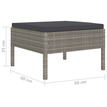 Set Divani Da Giardino 4 Pz Con Cuscini In Polyrattan Grigio