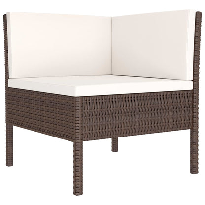 Set Divani Da Giardino 6 Pz Con Cuscini In Polyrattan Marrone