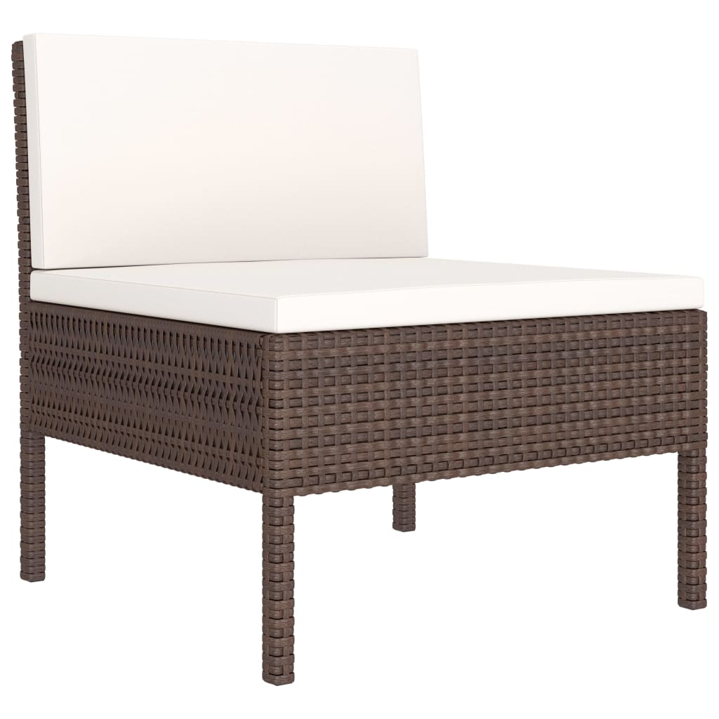 Set Divani Da Giardino 6 Pz Con Cuscini In Polyrattan Marrone