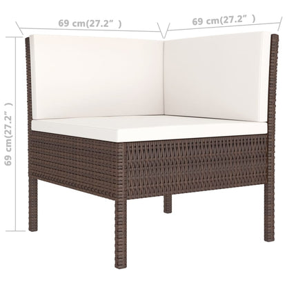 Set Divani Da Giardino 6 Pz Con Cuscini In Polyrattan Marrone