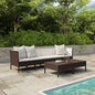 Set Divani Da Giardino 6 Pz Con Cuscini In Polyrattan Marrone