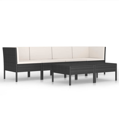 Set Divani Da Giardino 9 Pz Con Cuscini In Polyrattan Nero